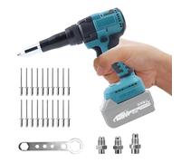 Pince à riveter sans fil compatible avec Makita 18 V, pistolet à écrou à riveter électrique 2 en 1, avec lumière LED, 20 KN, 20 rivets, adaptateurs 3,2/4,0/4,8 mm pour réparation (sans batterie)