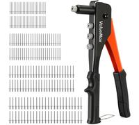 Pince a Rivets 4 en 1 avec 200 Rivets VALUEMAX, 4 Tetes Remplacables 2,4mm-3,2mm-4,0mm-4,8mm, Riveteuse Compacte pour Metal, Plastique, Bois