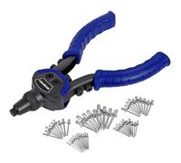 WORKPRO Pince à Rivets Lourde à Double Poignées 255mm | Riveteuse Compacte avec 5 Nez Interchangeables et 100 Rivets