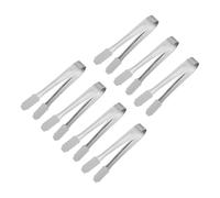 Pince à salade Lot de 7 petites pinces à glaçons en silicone et acier inoxydable for desserts, bars et cafés(Silver)