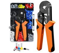 Pince a Sertir 0.25-10mm² avec 1250 Embouts de Câblage Sertissage Précis | Pince à Sertir pour Cosses Électriques à Cliquet Auto-Ajustable, Sertissage Carré, Kit Électricien avec Coffret