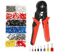 Pince à sertir auto-réglable avec 800 embouts de câble de 0,25 à 10 mm² - Pince à sertir carrée - Pince à sertir auto-réglable - Kit pour embouts de câble isolés non isolés