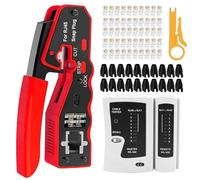 Pince à sertir cosse électrique RJ45 - Kit Outils Réseau avec Testeur de Câble Ethernet CAT5 CAT6 - Outil de Sertissage et Réparation Informatique Professionnelle