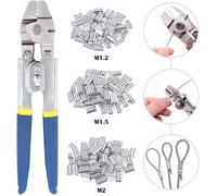 Pince à sertir cosse, Outil de sertissage pour câble métallique jusqu'à 2,2 mm avec 150 manchons de sertissage double,3 tailles