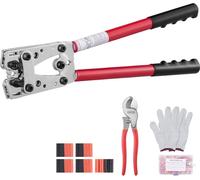 Pince à sertir, cosses 6-50 mm² & câble de batterie Pince à sertir - Cosses de batterie Crimp - Outil de sertissage avec 6 tailles & 95 connecteurs annulaires en cuivre - Cosses annulaires en cuivre P