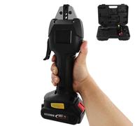 Pince à sertir électrique, outil de sertissage de cosses de batterie rechargeable avec 6 matrices, pince à sertir avec chargeur et verrouillage de batterie, pour bornes en cuivre et en aluminium(Black