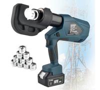 Pince à sertir électrique rechargeable pour câble hydraulique 16-300 m²/16-400 m², kit de pinces à cosses robustes avec 2 batteries et matrices pour un sertissage efficace