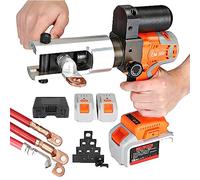 Pince à Sertir éLectro-Hydraulique, Pince à Sertir Sans Fil, 16-300 mm² (11 Matrices), Pince Pivotante 360°, Couple 380 nm, Pince à Sertir Cosses Cuivre & Aluminium, 2 * Batteries