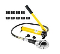 Pince à sertir hydraulique 6 tonnes avec 9 matrices - Pompe hydraulique manuelle rotative à 360° - Pour tuyaux en aluminium, cuivre, PEX, chauffage et installation de gaz (jaune)