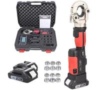 Pince À Sertir Hydraulique 60KN, Sertisseuse Sans Fil Pour Cosses 16-300mm² Avec 11 Matrices, Tête Rotative 180°, Écran OLED, Kit Professionnel De Sertissage Électrique Avec 2 Batteries Red