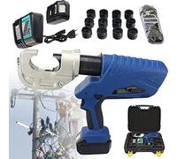 Pince à sertir hydraulique électrique, 10-400 mm² alimentée par batterie avec 13 matrices, comprend 2 batteries de 4,0 Ah et un chargeur pour sertir puissant des câbles
