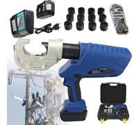 Pince à sertir hydraulique électrique - Outil de sertissage de câble alimenté par batterie rechargeable avec 13 matrices, comprend 2 batteries 4,0 Ah et un chargeur