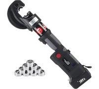 Pince à sertir hydraulique électrique rechargeable avec 12 matrices et 2 batteries 18 V 4 Ah, pince hydraulique à batterie pour le sertissage de cosses de câbles électriques.