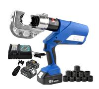Pince à sertir hydraulique (Ez-400), temps de sertissage : 6 à 18 s, alimentée par 2 batteries, pinces rotatives à 360°, avec divers embouts de sertissage, avec affichage LED,A