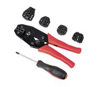 Autobest Pince à sertir les cosses - 5 en 1, Chrome, Incl. 5 paires d'inserts, tournevis cruciforme, pochette de rangement