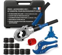 Pince à sertir multicouche & cuivre 10 mâchoires TH+V - Kit complet avec coupe-tube multicouche, calibreur, ébavureur cuivre - Compatible PER- NEEZRA