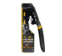 Pince à sertir pour connecteurs RJ45 8P8C, RJ12 6P6C et RJ11 6P4C/6P2C avec fonctions de sertissage, de coupe et de bande pour câbles CAT8/7/6A/6/5E