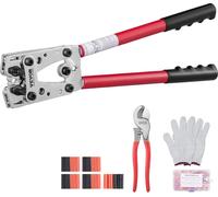 Pince à sertir pour cosse de câble 6-50 mm², pince à sertir pour câble de batterie Pince à sertir pour cosse de batterie, outil de sertissage avec 6 tailles & 95 connecteurs à bague de cuivre, pince à