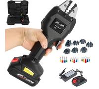 Pince à sertir pour cosse de câble électrique, 16 KN alimentée par batterie avec 7 moules pour connecteurs pré-isolés, tubulaires, non isolés, 1 batterie incluse