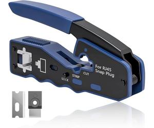 Pince à Sertir RJ45 Traversant Professionnelle Outil Cat8 Cat7 Cat6 RJ11 Coupe Dénude Crimp Pliers Network Connector Universel Sertit Lame Remplaçable pour Connecteur Réseau Sertir Prise Téléphone