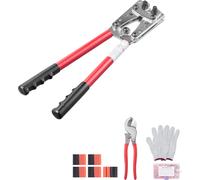 Pince à sertir SucceBuy pour cosses de batterie, 10-1/0 AWG avec coupe-câble et 95 cosses annulaires en cuivre, 6 matrices de sertissage et 100 gaines thermorétractables, pince à sertir robuste pour c