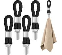 Pince à Serviette,4 Pièces Pince Torchon Solides Pinces à Serviettes de Cuisine avec Boucle de Suspension,Accroche Torchon Clips pour Serviettes Crochet Torchon Cuisine pour Salle de Bain