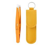 Pince à sourcils - Épilateur à sourcils incliné en acier inoxydable | Dissolvant des éclats et du visage avec étui en cuir pour le menton, le soin des cils, le sac pour femme et les voyages