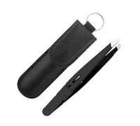 Pince à sourcils - Épilateur à sourcils incliné en acier inoxydable | Dissolvant des éclats et du visage avec étui en cuir pour le menton, le soin des cils, le sac pour femme et les voyages