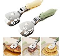 Pince à spatule 2 en 1 antidérapante et durable, pince à double spatule en acier inoxydable, pince à nourriture en forme de griffe, pince à nourriture pour steak, poisson, pain, pizza, outil de