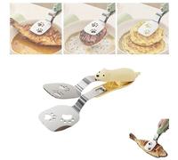 Pince à spatule 2 en 1 antidérapante et durable, pince à double spatule en acier inoxydable, pince à nourriture en forme de griffe, pince à nourriture pour steak, poisson, pain, pizza, outil de