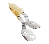 Pince à spatule de cuisine, double spatule en acier inoxydable avec poignée antidérapante, pince à aliments antiadhésive portable pour retourner les steaks, poissons, pains et pizzas (Jaune)