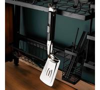 Pince à steak à boucle coulissante pour cuisine, barbecue, viande en acier inoxydable avec design coulissant réglable, idéal pour le pain, la pizza S (noir)