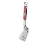 Pince à steak coulissante réglable en acier inoxydable 304 - Outil de cuisine pour pain, viande, barbecue, salade, pizza - Poignée antidérapante - Noir, gris, vert, rouge (rouge)