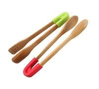 Pince à steak en bambou, pince à grille-pain, carrée, rouge