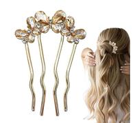 Pince À Strass - Épingle Italienne Métal Doré, Fixation Splendide, Pas De Cassure, Anti Glisse, Ornée Boules Brillantes | Idéal Soirée, Cocktail, Anniversaire, Baptême, Bal, Coiffure Rapide