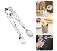 Pince à sucre vintage avec poignée en forme de rose - En acier inoxydable - Pinces à glaçons - Petites pinces à sucre pour thé et café, apéritifs, desserts, cuisine, bar (argenté)