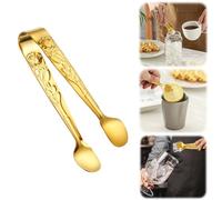Pince à sucre vintage avec poignée en forme de rose - En acier inoxydable - Pour glaçons - Petites pinces à sucre pour thé et café, apéritifs, desserts, cuisine, bar (doré)