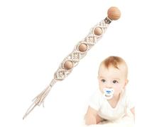 Pince à tétine, clip pour tétine | Corde en coton avec clip en bois, clips pour Boho faits à la main pour un confort élégant, en bois sûr et tressé pour