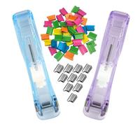 Pince à Trombones Portable pour Bureau, Documents et Tri Rapide | Plastique et Métal, Fixation Amovible sans Dommage, Lot Coloré avec Clips Argentés pour Classement