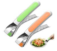 Pince à vaisselle antidérapante, anti-brûlure Pince pour friteuse à air en acier inoxydable pour four Pizza Plate Dish Clip Air Fryers Hot Dishes Tong Stainless Steel Lift Hot Pot(Green & Orange)