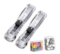 Pince agrafeuse et agrafeuse | 100 clips inclus réutilisables, 2 unités, agrafeuse à pression et distributeur de trombones pour comptables, enseignants, médecins, écrivains, salles de t