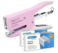 Agrafeuse + agrafes 26/8mm - 2 boites de 5000 agrafes - Rose pastel - Rapesco