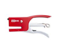 Pince-agrafeuse SAX métal rouge, pour agrafes 6/4, pour 20 feuilles, métal robuste, agrafage fermé, design moderne et stylé