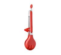 Pince alimentaire en silicone haute température avec support - Outil de cuisine durable pour four et grill - Poignées chauffantes - Prise en main facile - TQk937 (rouge, 25,3 x 6 x 5 cm)