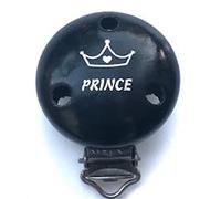 Pince Attache Tetine Clip Attache Tetine Bois Accroche Tétine Bois Kit Attache Tetine Bois Attache Sucette Bois Prenom (Prince noir)