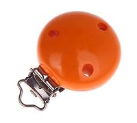 Pince Attache Tetine Clip Attache Tetine Bois Accroche Tétine Bois Kit Attache Tetine Bois Attache Sucette Bois Prenom (orange)