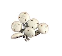 Pince Attache Tetine Clip Attache Tetine Bois Accroche Tétine Bois Kit Attache Tetine Bois Attache Sucette Bois Prenom à l'unité (blanc brillant)
