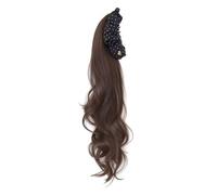 Pince banane à pois, perruque queue de cheval avec clip de préhension, cheveux synthétiques longs ondulés vintage (blanc, marron, noir)