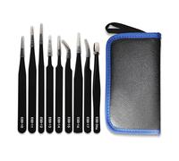 Pince Brucelle Antistatique, 10PCS Pincettes de Précision ESD et Coupe-fil Micro Kit, pour la Modélisation, Réparation Électronique, L'artisanat, Laboratoire, Fabrication de Bijoux