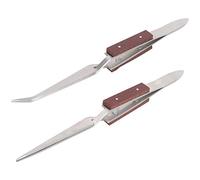 Pince Brucelle Croise,Reverse Ross Fiber Grip Set Verrouillage Avec Poignées En Métal Outils D'Artisanat Général Cross Lockhand Tools,2Pcs Lock Tweezer Fixe Bijoux Soudure Pointue Droite Pointe
